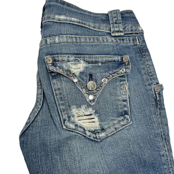 Marciano Women’s Distressed Blue Jeans w/ embellishments Size 29 - Picture 9 of 16